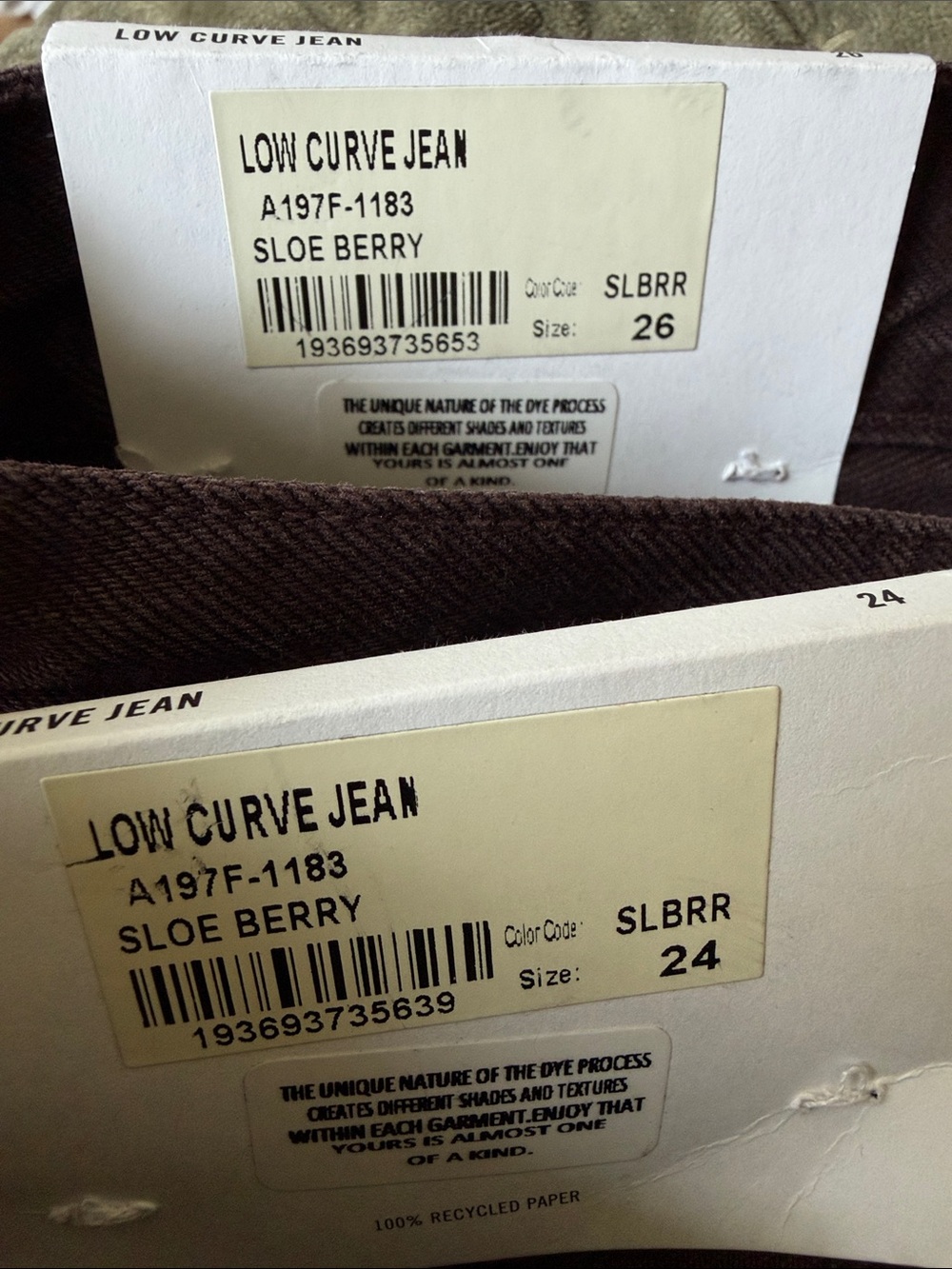 AGOLDE Low Curve mid-rise straight-leg jeans sloe berry brown barrel jeans 24 26 - Picture 12 of 13